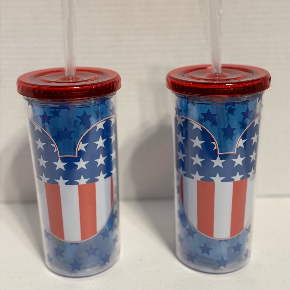 Disney Mickey Mouse American Flag Plastic Tumbler